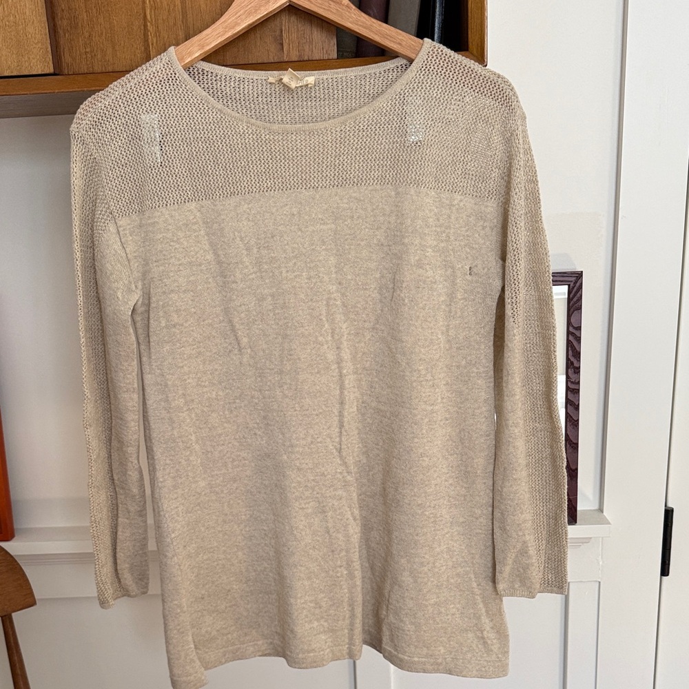 Eileen Fisher Light Beige Knit Blouse PS
